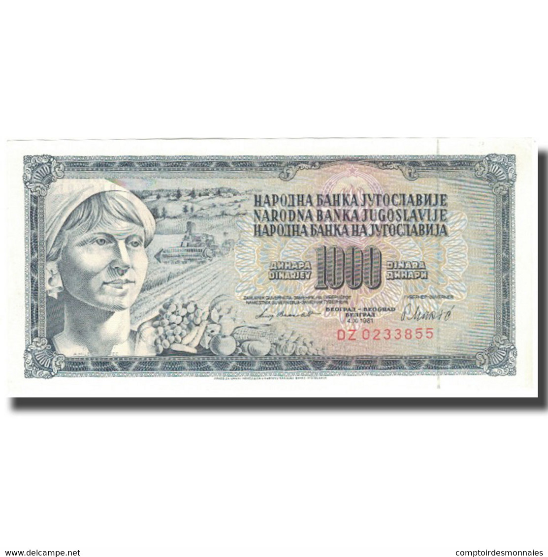 Billet, Yougoslavie, 1000 Dinara, 1981, 1981-11-04, KM:92d, SUP - Yougoslavie