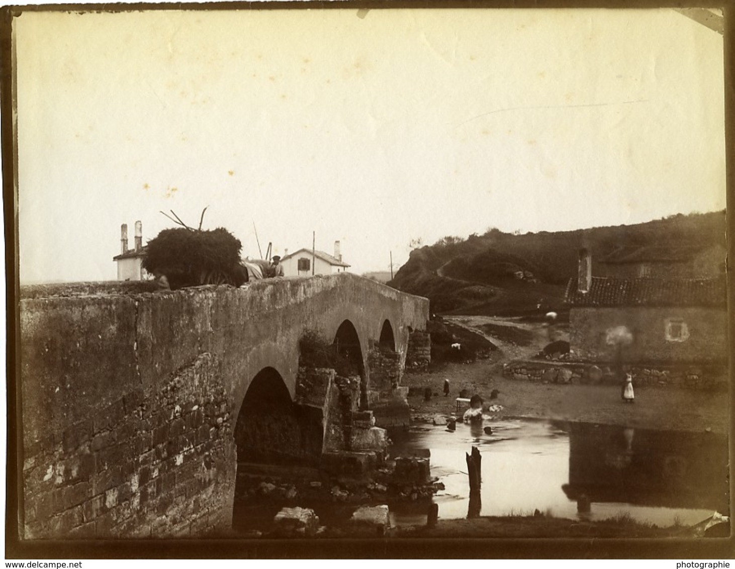 France Pays Basque Ciboure Pont De La Socoa Sur L'Untxin Ancienne Photo 1880 - Oud (voor 1900)