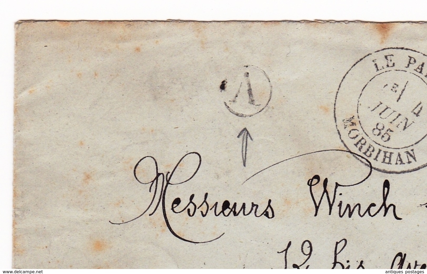 Lettre 1885 Le Palais Morbihan Bretagne Timbre Type Sage Paris Seine - 1876-1898 Sage (Type II)