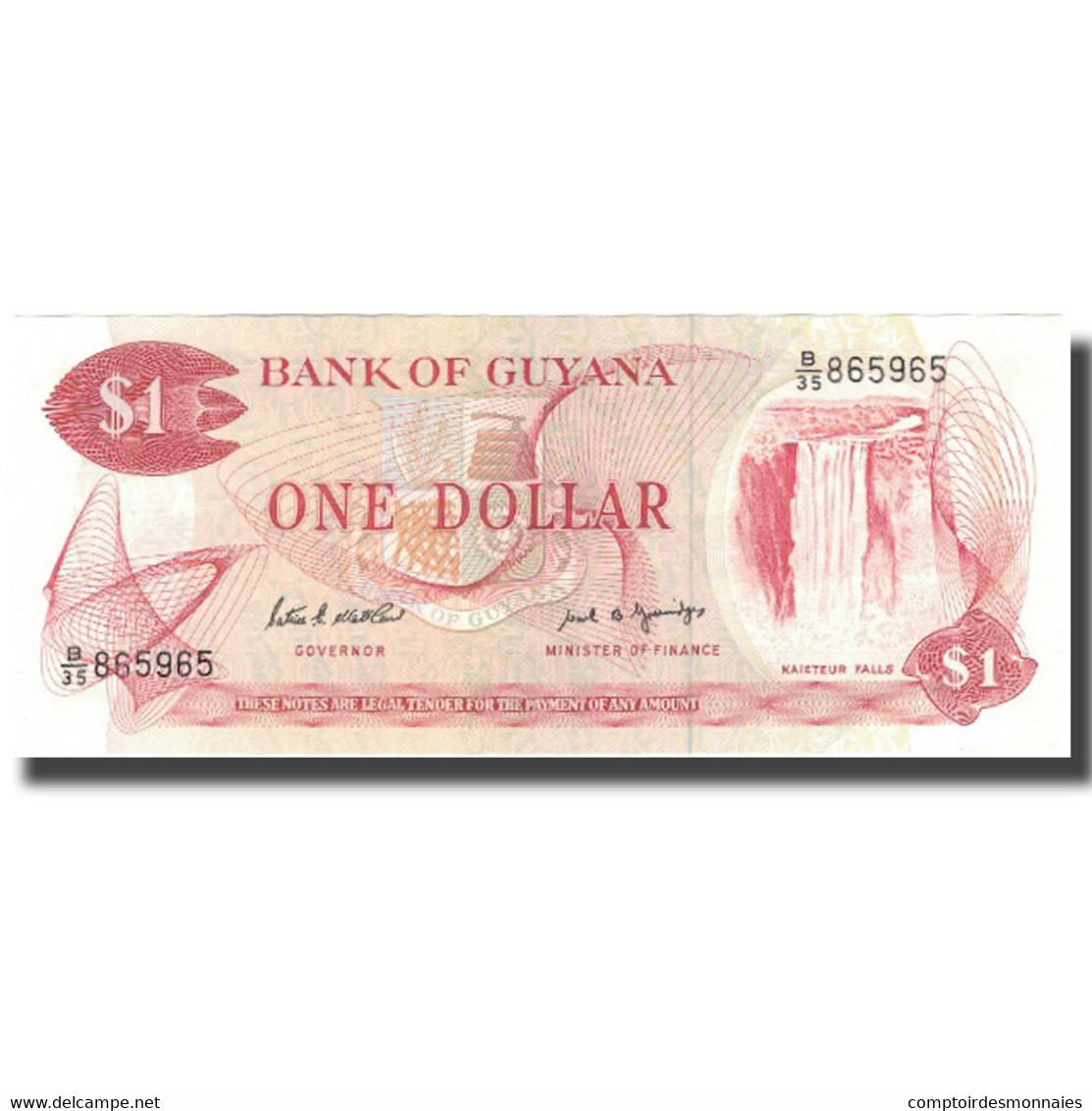 Billet, Guyana, 1 Dollar, Undated (1966-92), KM:21g, SPL+ - Guyana