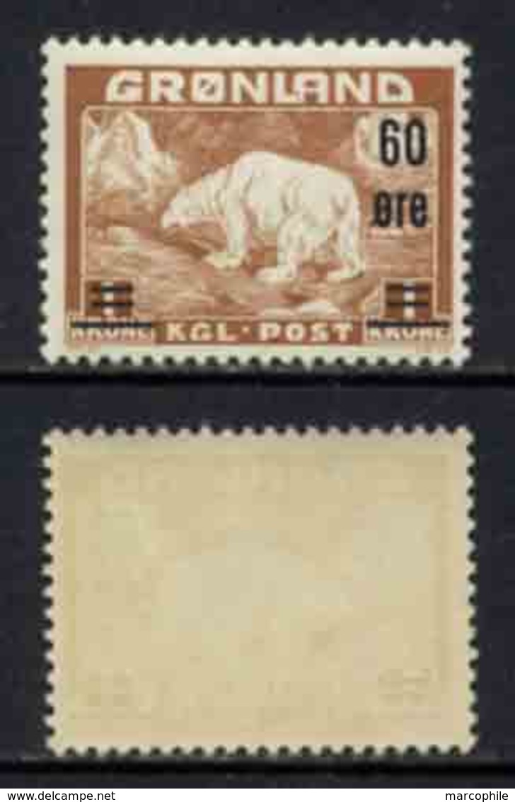 DANEMARK - GROENLAND - GREENLAND - OURS POLAIRE / 1956  TIMBRE POSTE # 29 ** / COTE 100.00 EUROS  (ref T1222) - Neufs