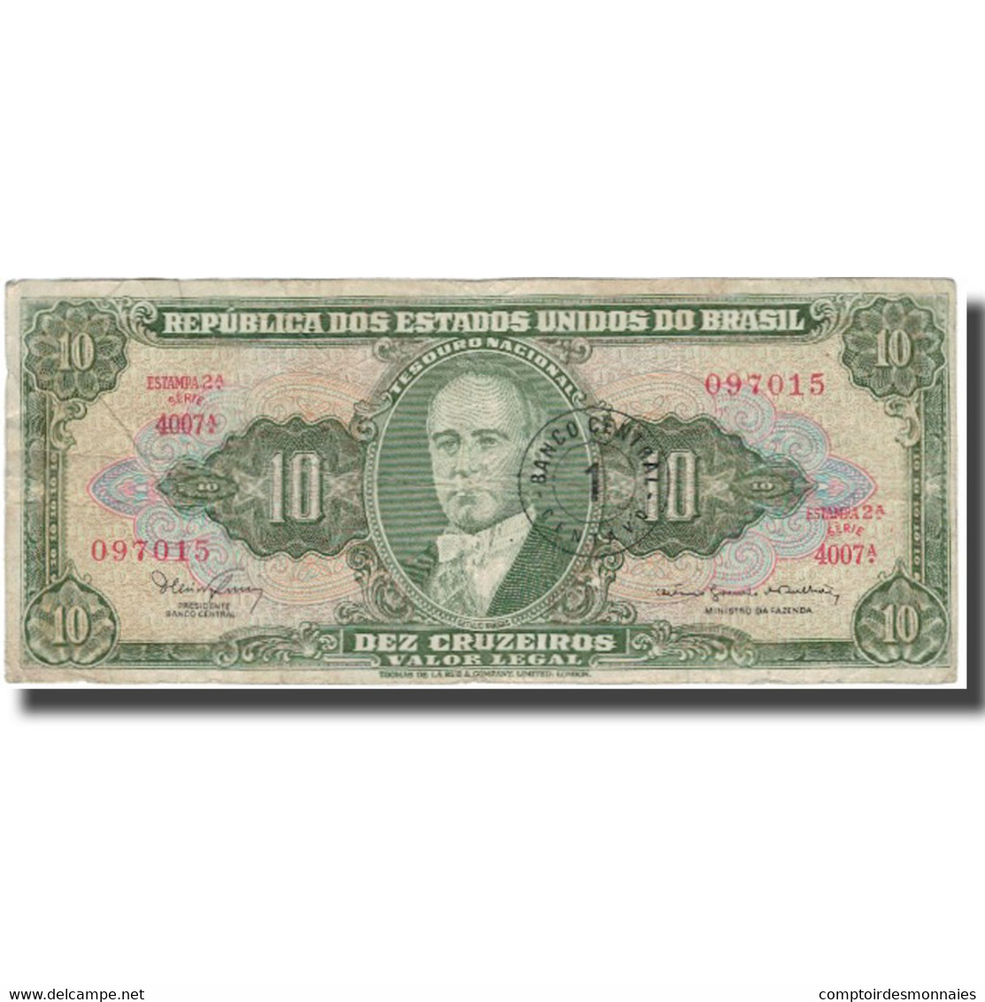 Billet, Brésil, 1 Centavo On 10 Cruzeiros, Undated (1966-1967), KM:183a, TB - Brésil