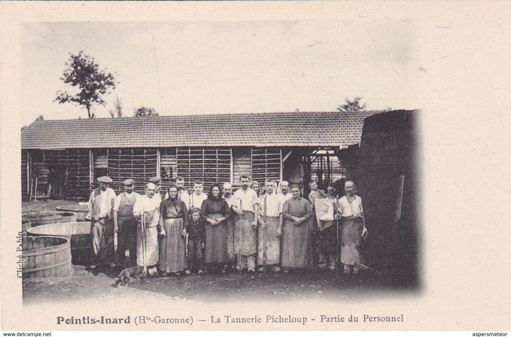 POINTIS INARD. LA TANNERIE PICHELOUP, PARTIE DU PERSONAL. CLICHE PABLO. VINTAGE FOLK PEOPLEL WORKERS CPA 1900s - BLEUP - Autres & Non Classés