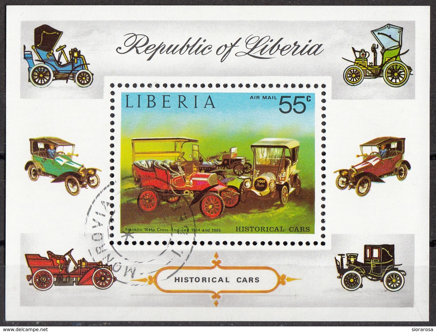 Liberia 1973 Sc. C199 Historical  Cars Franklin 10 НР Sheet Perf. CTO - Automobili