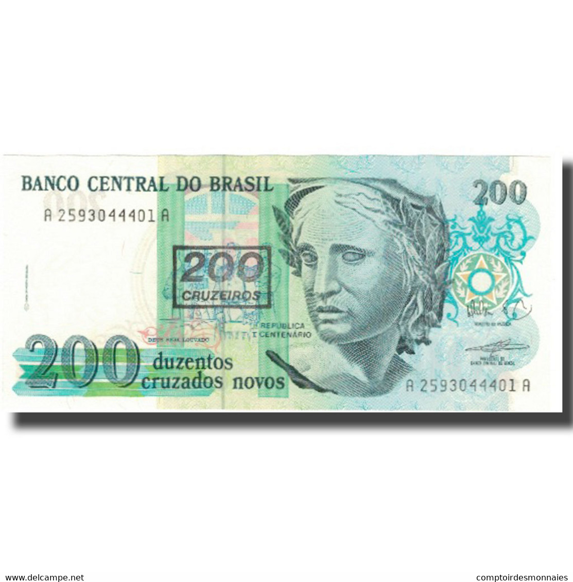 Billet, Brésil, 200 Cruzeiros On 200 Cruzados Novos, Undated (1990), KM:225b - Brésil