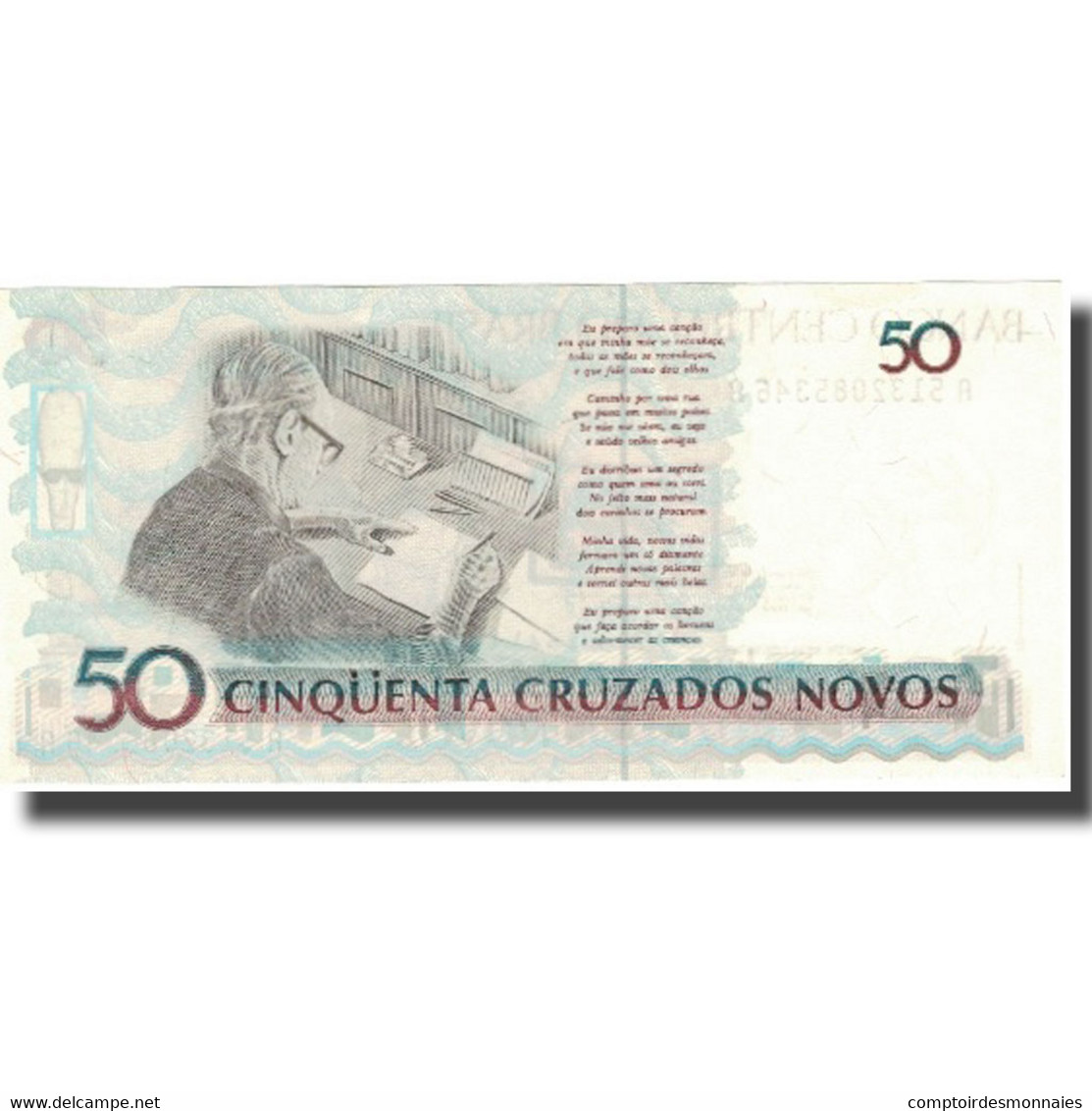 Billet, Brésil, 50 Cruzeiros On 50 Cruzados Novos, Undated (1990), KM:223, SUP+ - Brésil