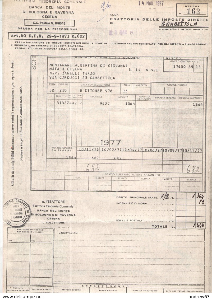 ITALIA - ITALY - ITALIE - 1977 - 500 + 20 Siracusana - Piego Raccomandata A.R. - Banca Del Monte Di Bologna E Ravenna - - 1971-80: Storia Postale