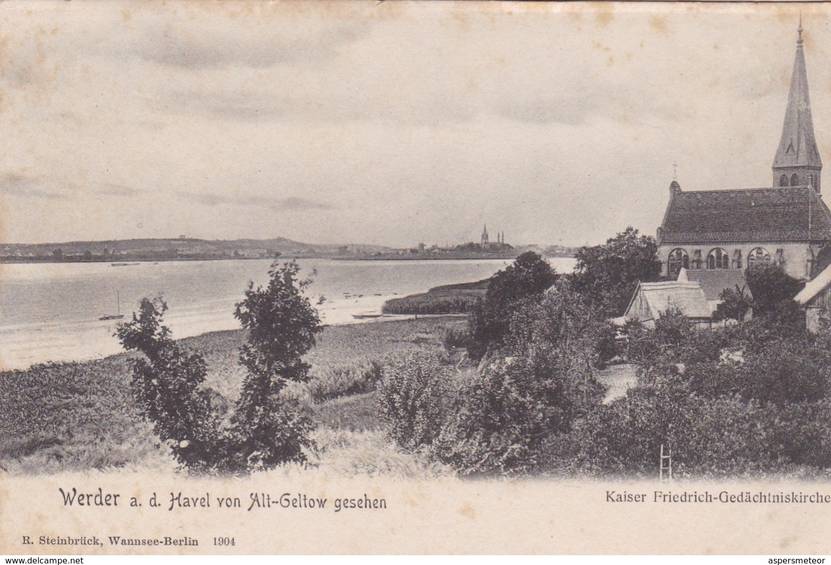 WERDER A D HAVEL VON ALT GELTOW GESEHEN. KAISER FRIEDRICH GEDACHTNISKIRCHE. STEINBRUCK. CPA CIRCA 1900s - BLEUP - Otros & Sin Clasificación