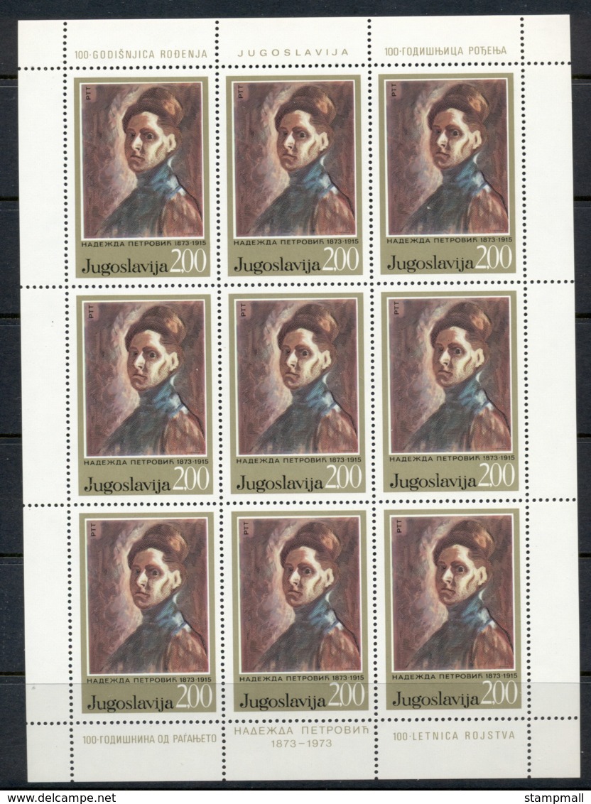 Yugoslavia 1973 Nadezda Petrovic Self Portrait Sheet MUH - Unused Stamps