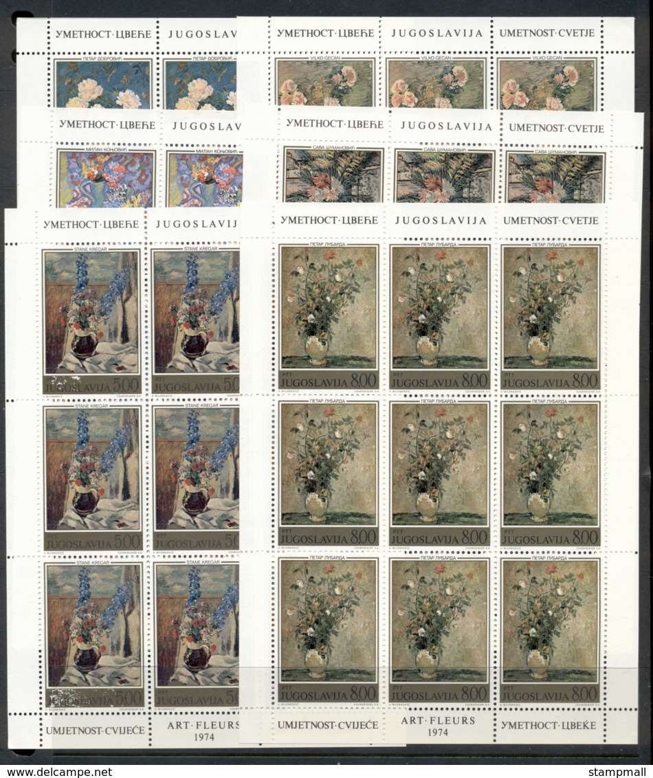 Yugoslavia 1974 Paintings Of Flowers By Yugoslav Artists 6xsheet MUH - Unused Stamps
