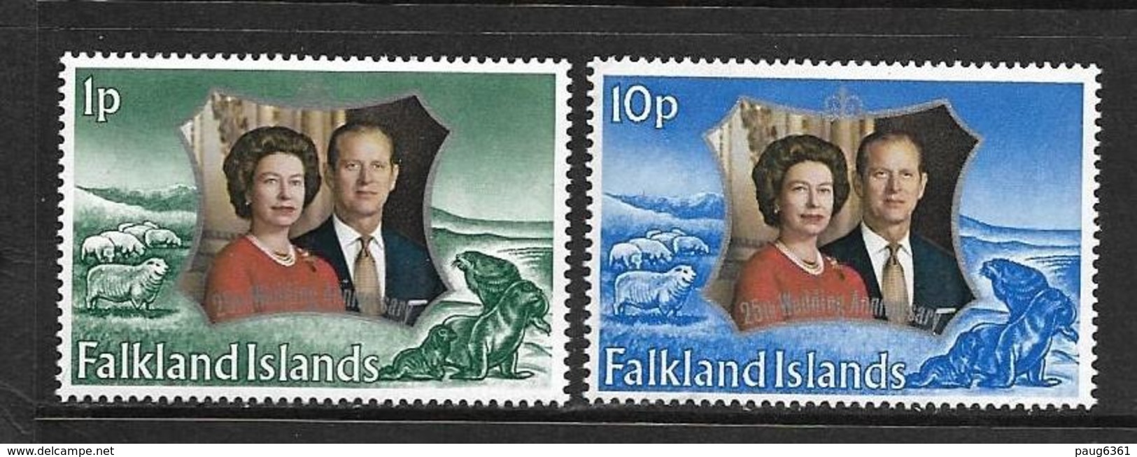 FALKLAND 1972 NOCES D'ARGENT D'ELIZABETH YVERT N°217/18 NEUF MNH** - Falkland