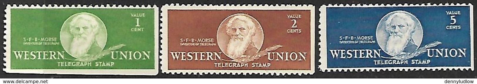 US 1c, 2c 5c Western Union Telegraph Receipt Stamps?  MH - Telecom