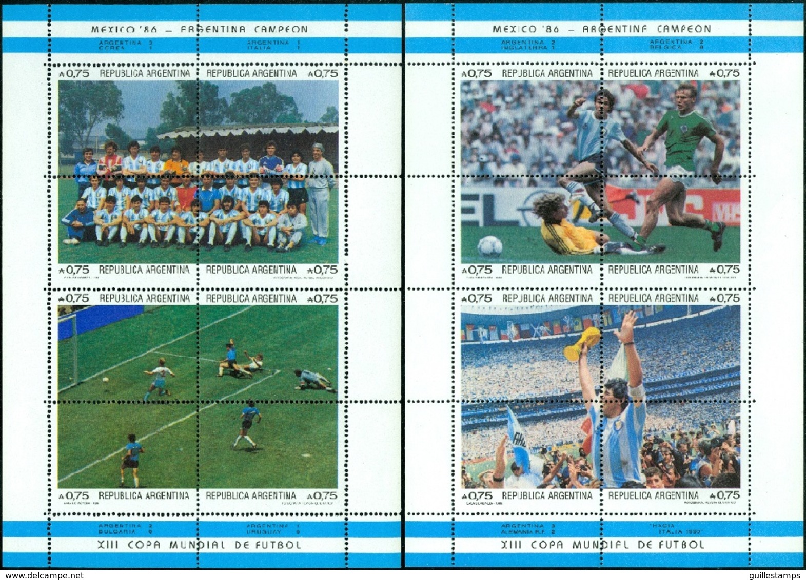 ARGENTINA 1986 FOOTBALL WORLD CUP VICTORY SET OF 2 S/S's** (MNH) - Ongebruikt