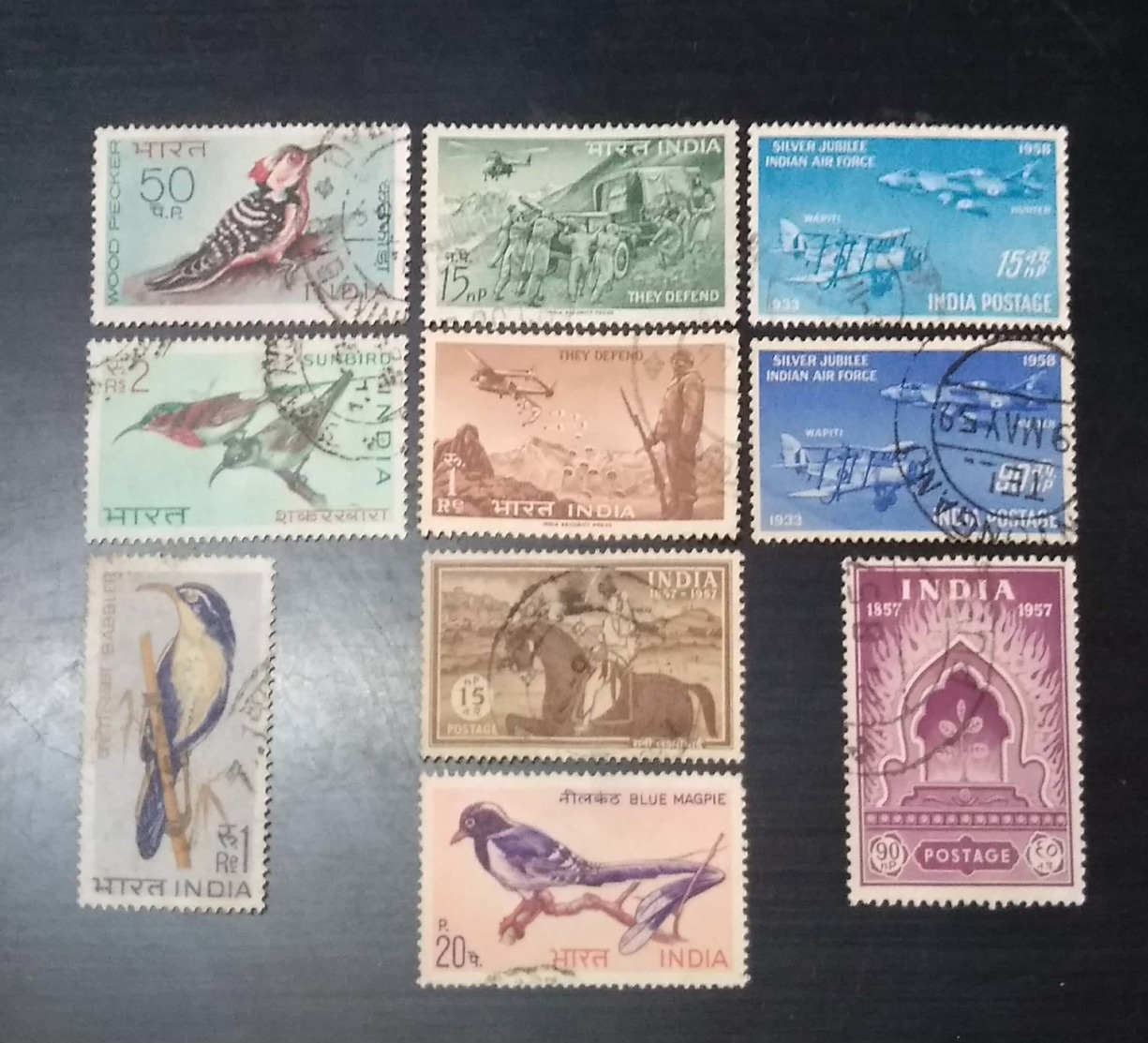 India Birds Air Force Defence Mutiny 10 Diff All Complete Sets Used - Used Stamps