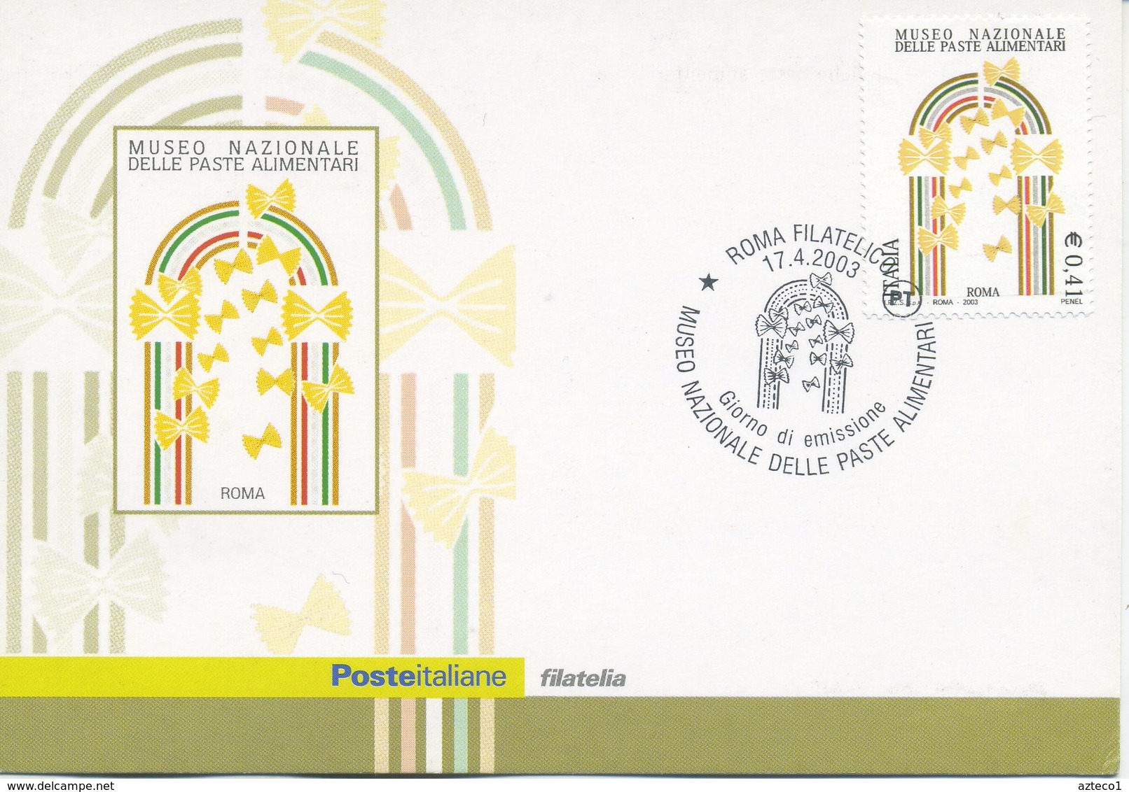 ITALIA - FDC MAXIMUM CARD 2003 - MUSEO NAZIONALE DELLE PASTE ALIMENTARI - ANNULLO SPECIALE - Maximumkarten (MC)