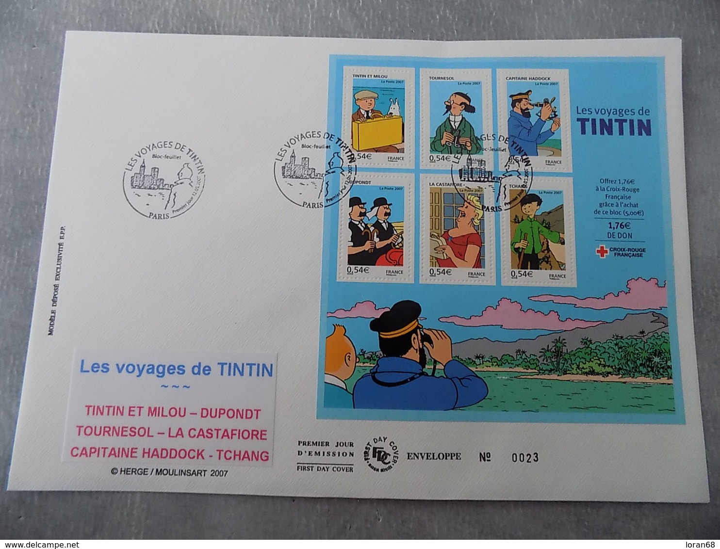 Premier Jour (FDC) Grand Format France 2007 : Les Voyages De TINTIN (bloc Feuillet) - 2000-2009