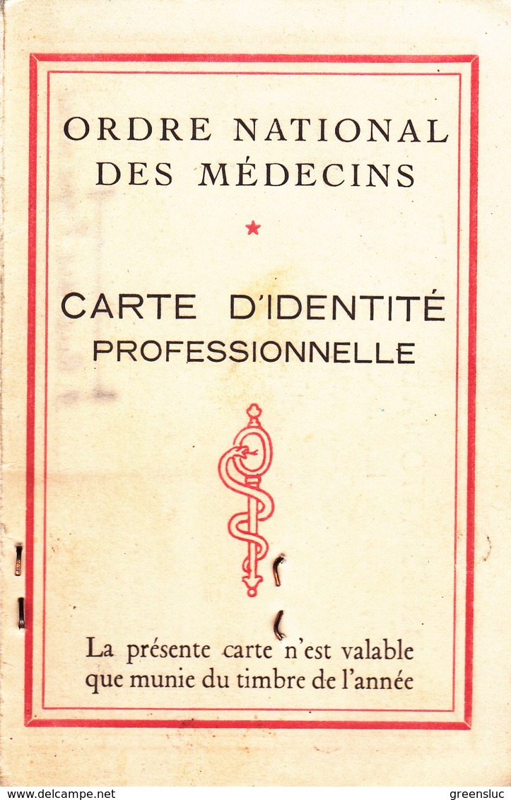 CARTE IDENTITE PROFESSIONNELLE ORDRE NATIONAL DES MEDECINS HAUTE GARONNE; 1977 - Autres & Non Classés