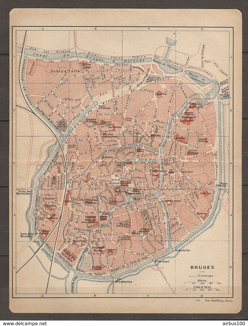 CARTE TOPOGRAPHIQUE 1923 BELGIQUE BRUGE - Imp DUFRENOY PARIS - Topographical Maps