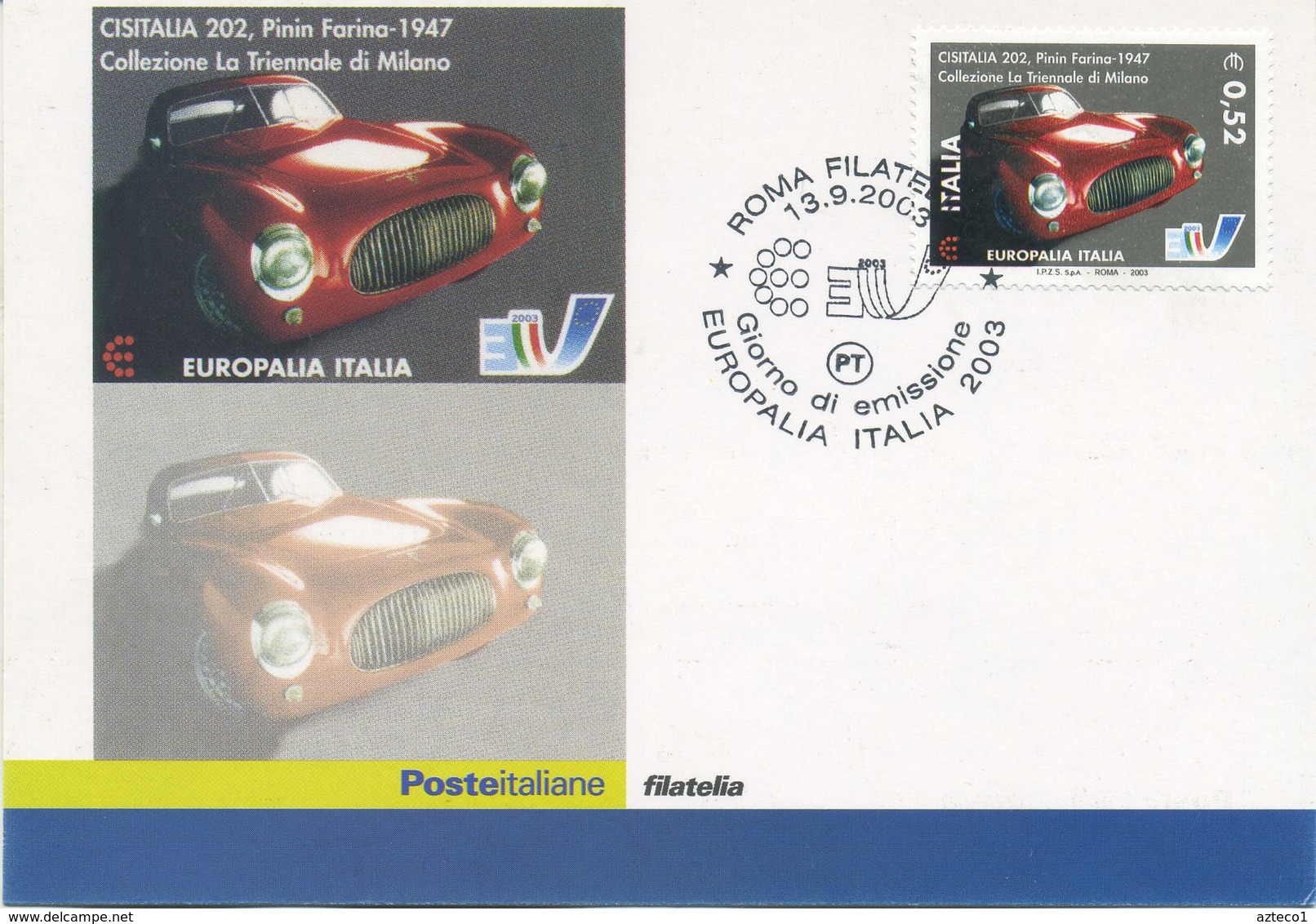 ITALIA - FDC MAXIMUM CARD 2003 - EUROPALIA - PININFARINA - ANNULLO SPECIALE - Cartes-Maximum (CM)