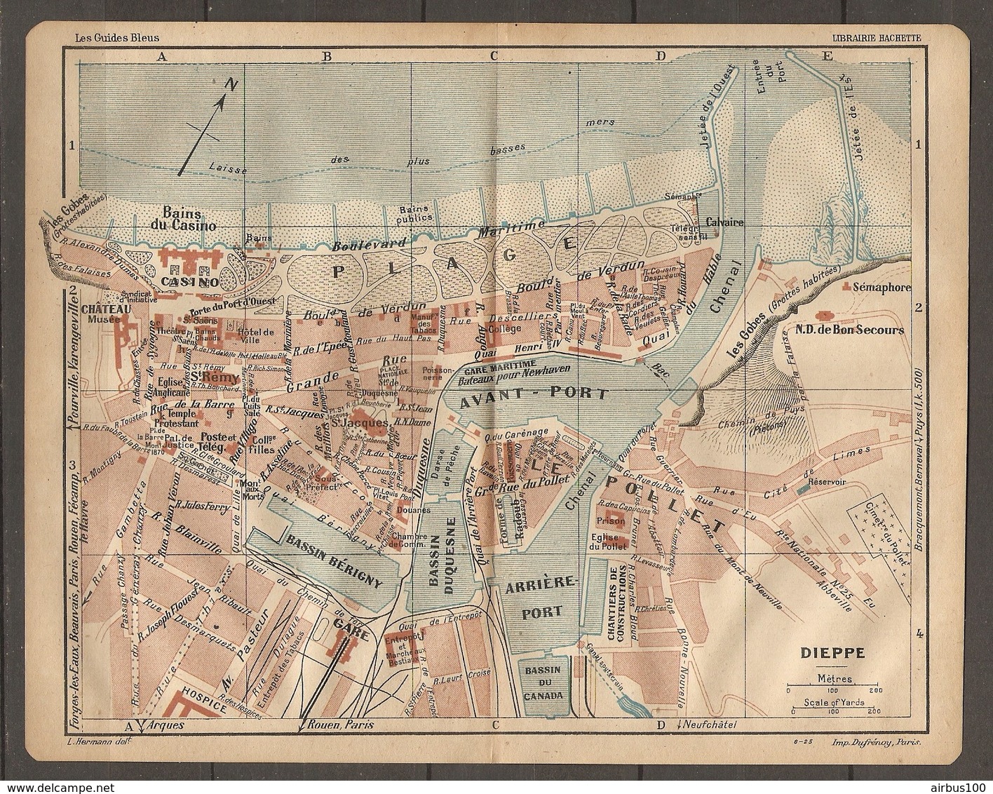 CARTE TOPOGRAPHIQUE 1925 DIEPPE SEINE MARITIME (76) - Imp DUFRENOY PARIS - Cartes Topographiques