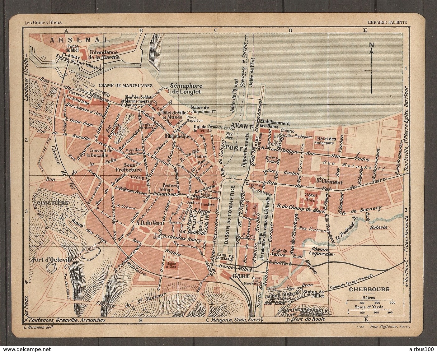 CARTE TOPOGRAPHIQUE 1925 CHERBOURG ARSENAL MANCHE (50) - Imp DUFRENOY PARIS - Cartes Topographiques