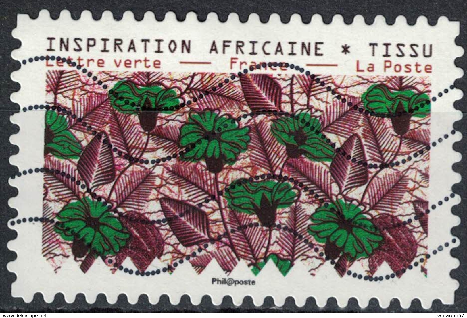 France 2019 Oblitéré Used Tissus Motifs Nature Inspiration Africaine Timbre 03 - Gebraucht