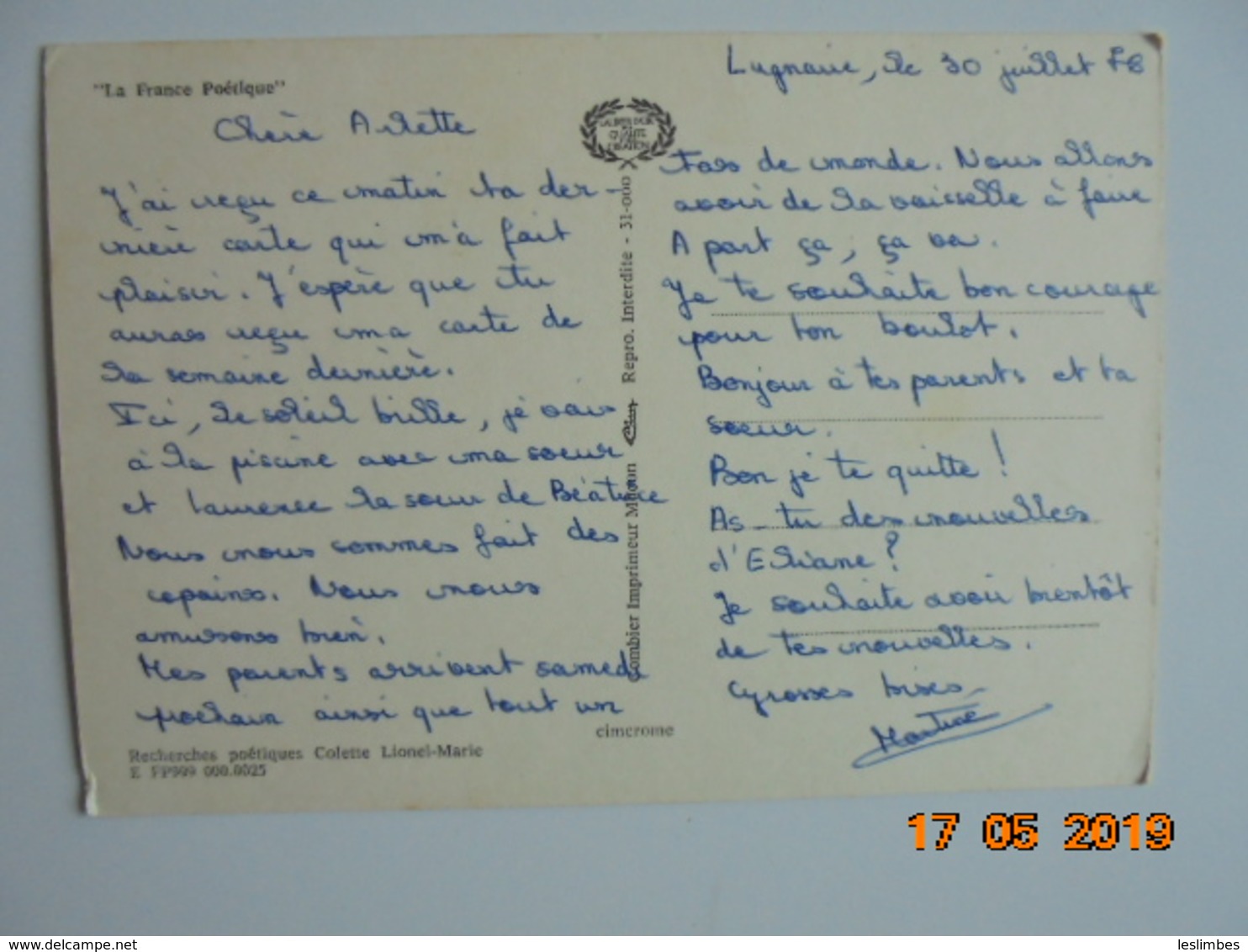 La France Poetique. Ode De Victor Hugo. CIM E FP999 000.0025 - Philosophie & Pensées