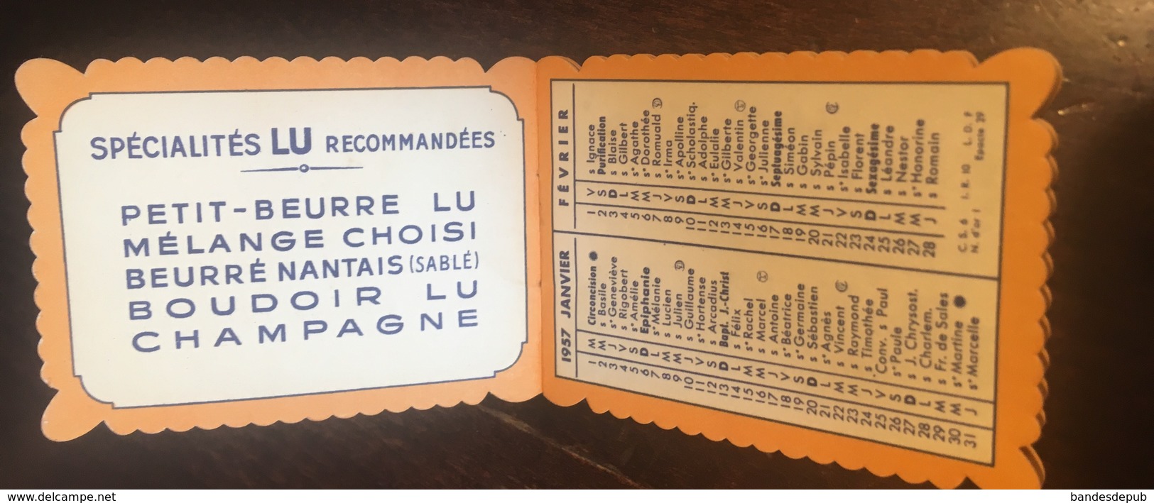 LU LEFEVRE UTILE Nantes Calendrier 1957 Forme Biscuit - Petit Format : 1901-20