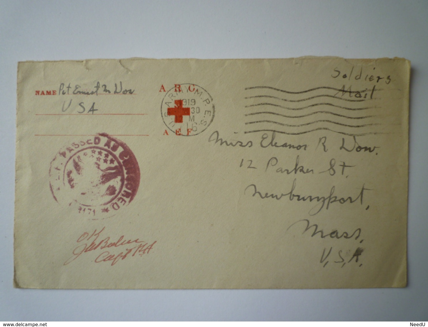 GP 2019 - 1207  SOLDIERS MAIL  Avec Cachet De  CENSURE   1919    XXX - 1914-18