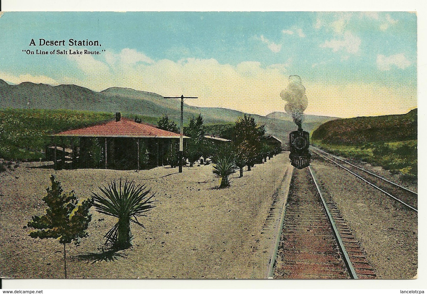 A DESERT STATION - ON LINE AT SALT LAKE ROUTE (GARE AVEC TRAIN) - Salt Lake City