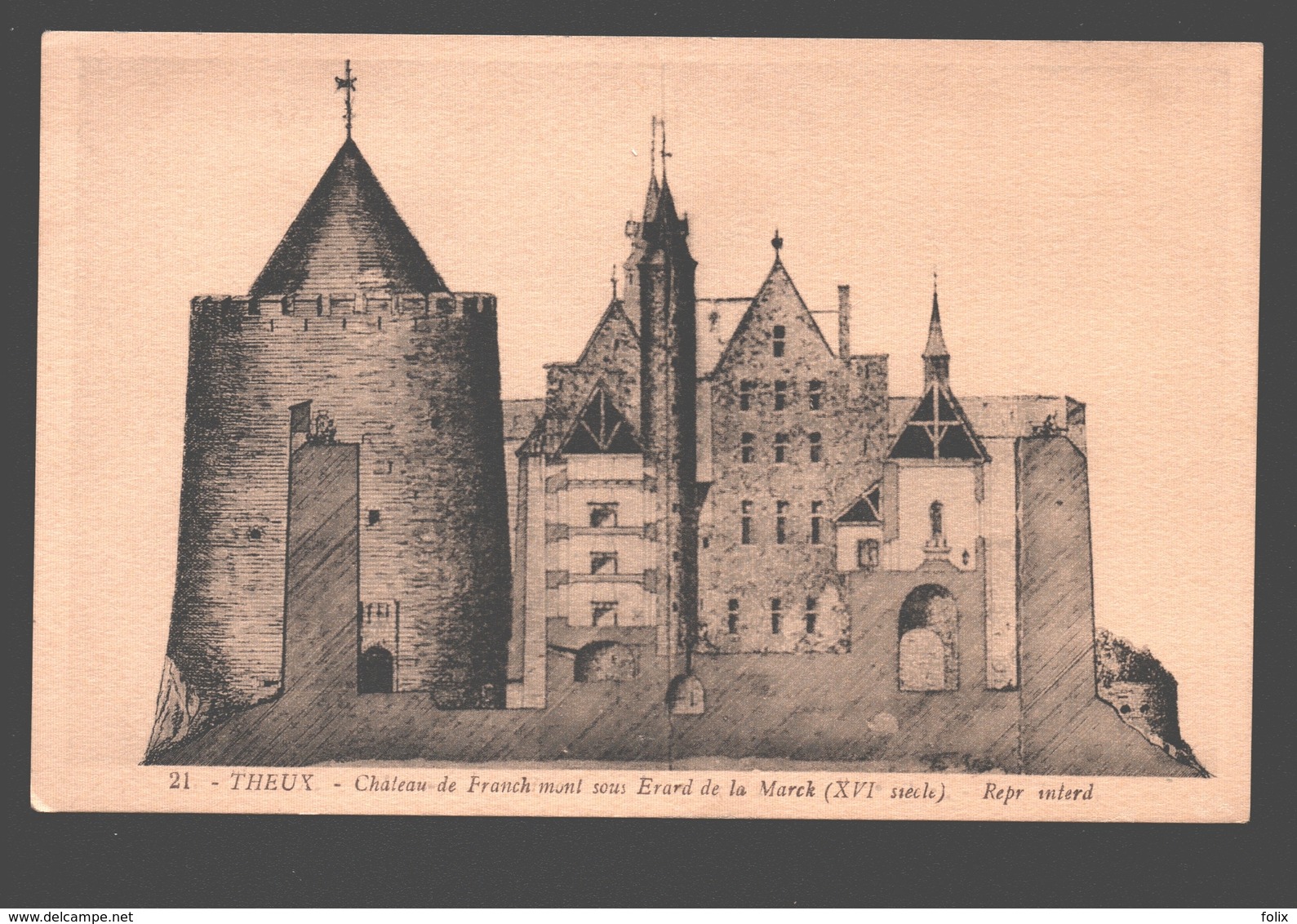 Theux - Château De Franchimont Sous Erard De La Marck - Dessin - Souvenir Excursion Scolaire Mortier Blegny - Theux