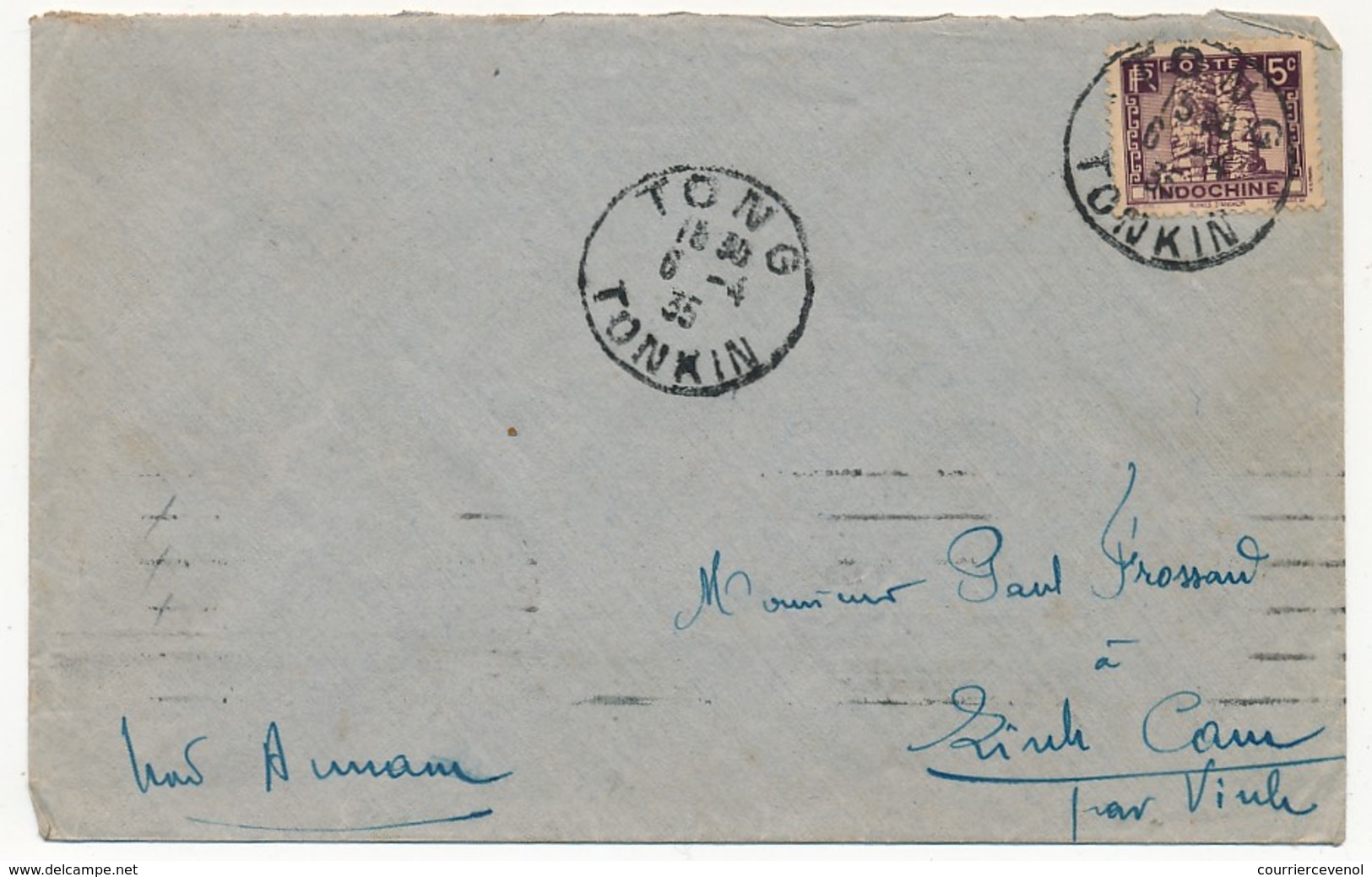 INDOCHINE - Enveloppe Depuis TONG (Tonkin) 1934 - Lettres & Documents