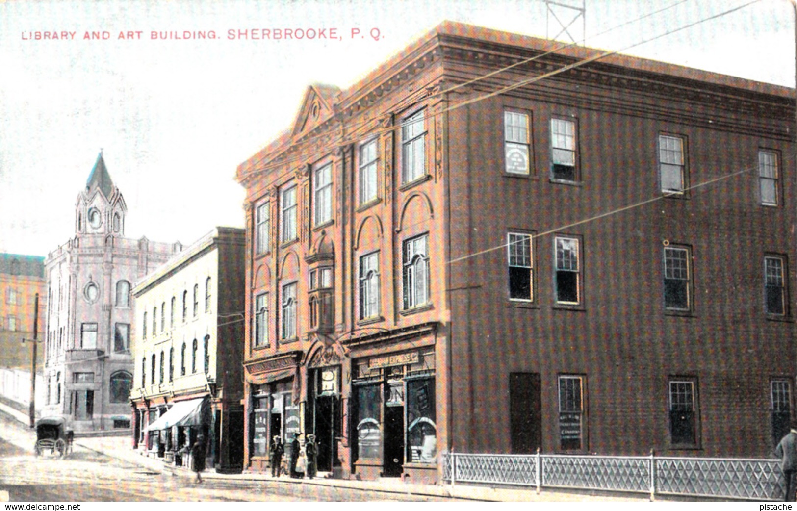 Sherbrooke Québec - Art Buillding & Library - Written 1907 (?) - Horse Tramway - Animated - 2 Scans - Sherbrooke