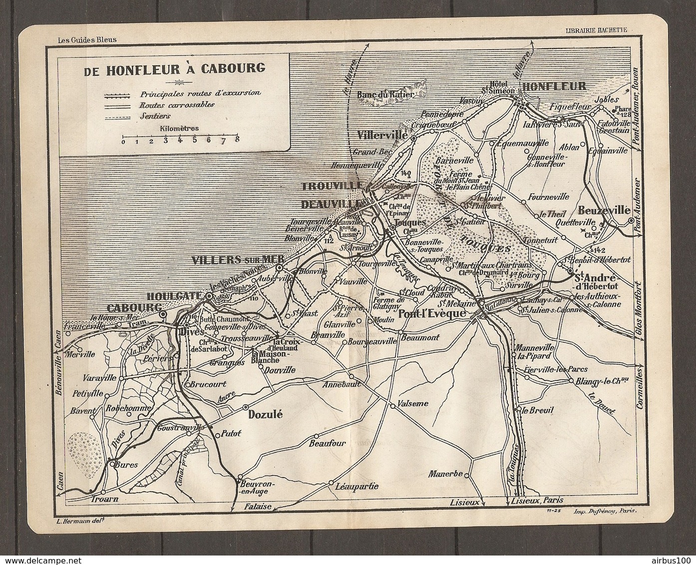 CARTE TOPOGRAPHIQUE 1925 DE HONFLEUR A CABOURG - TROUVILLE DEAUVILLE HOULGATE VILLERVILLE BEUZEVILLE - Topographical Maps