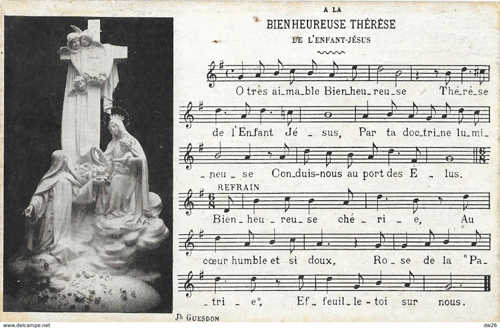 A La Bienheureuse Thérèse De L'Enfant Jésus - Partition Chant Religieux: Paroles Et Musique - Santi