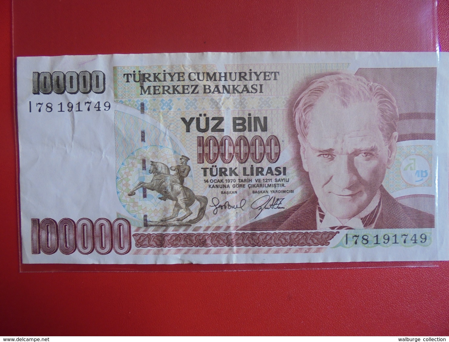 TURQUIE 100.000 LIRASI 1970(91)  CIRCULER - Turquie