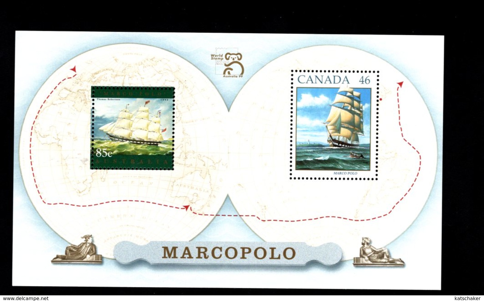 770111999 1999 SCOTT 1779A POSTFRIS  MINT NEVER HINGED EINWANDFREI  (XX) - SAILING SHIP MARCO POLO PANE WITH AUSTRALIA - Unused Stamps