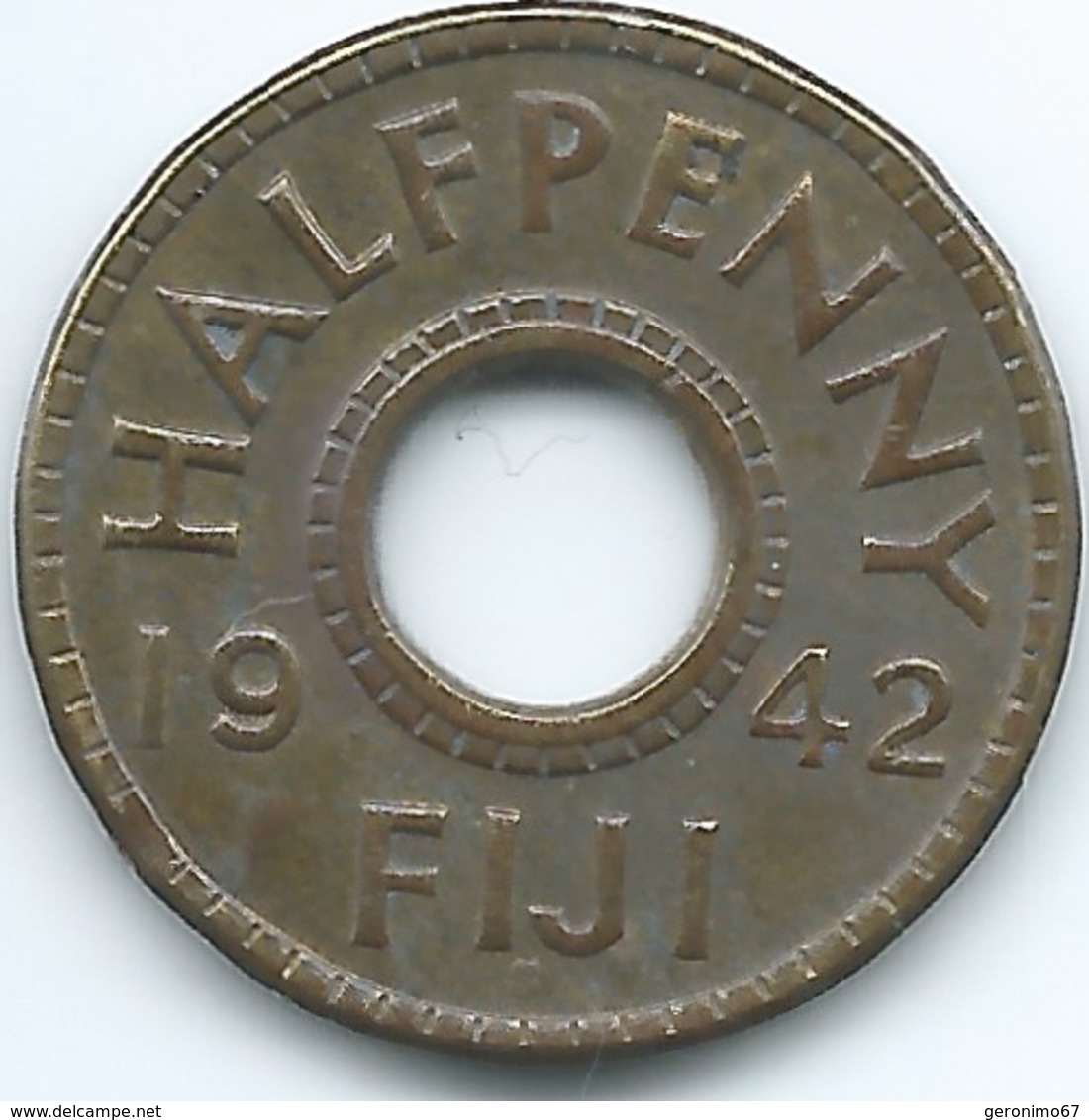 Fiji - George VI - 1942 - ½ Penny - KM14a - Brass Coin - Figi
