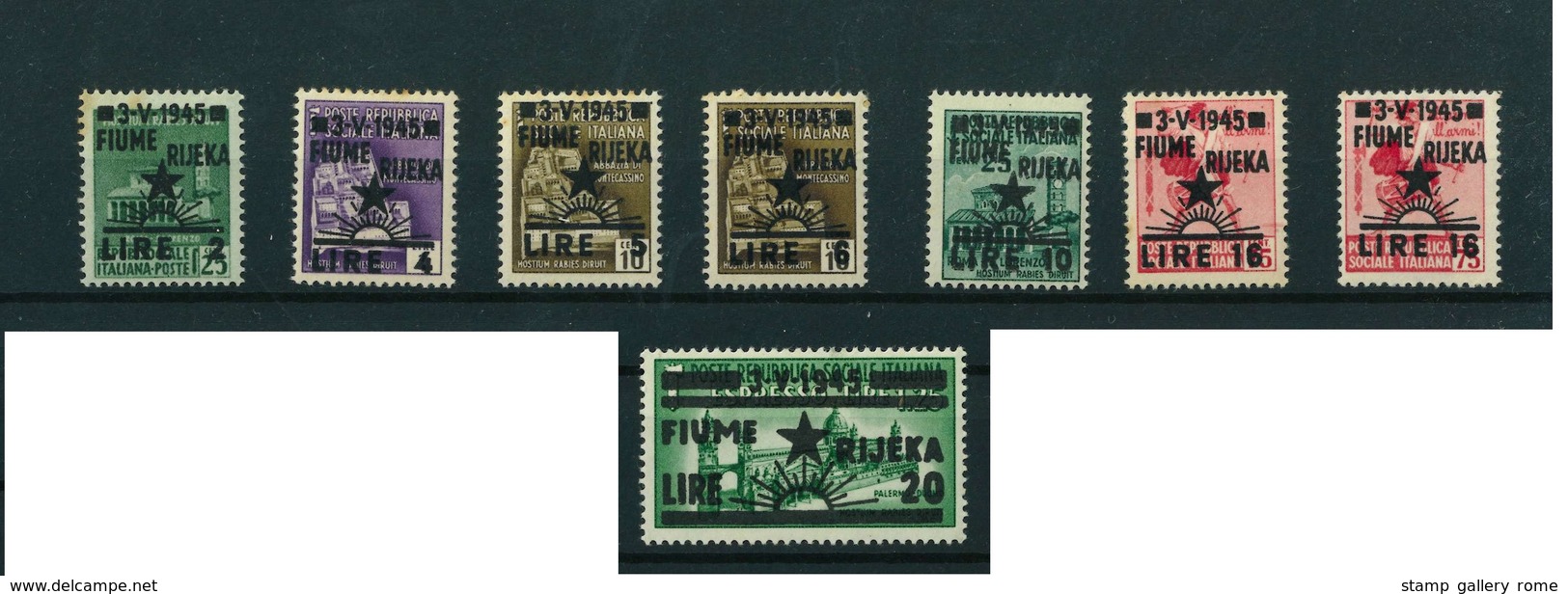 FIUME - OCCUPAZIONE JUGOSLAVA - ANNO 1945 - SOPRASTAMPATI - SASS 14/20 + 21 NUOVI LING.* - Occup. Iugoslava: Fiume