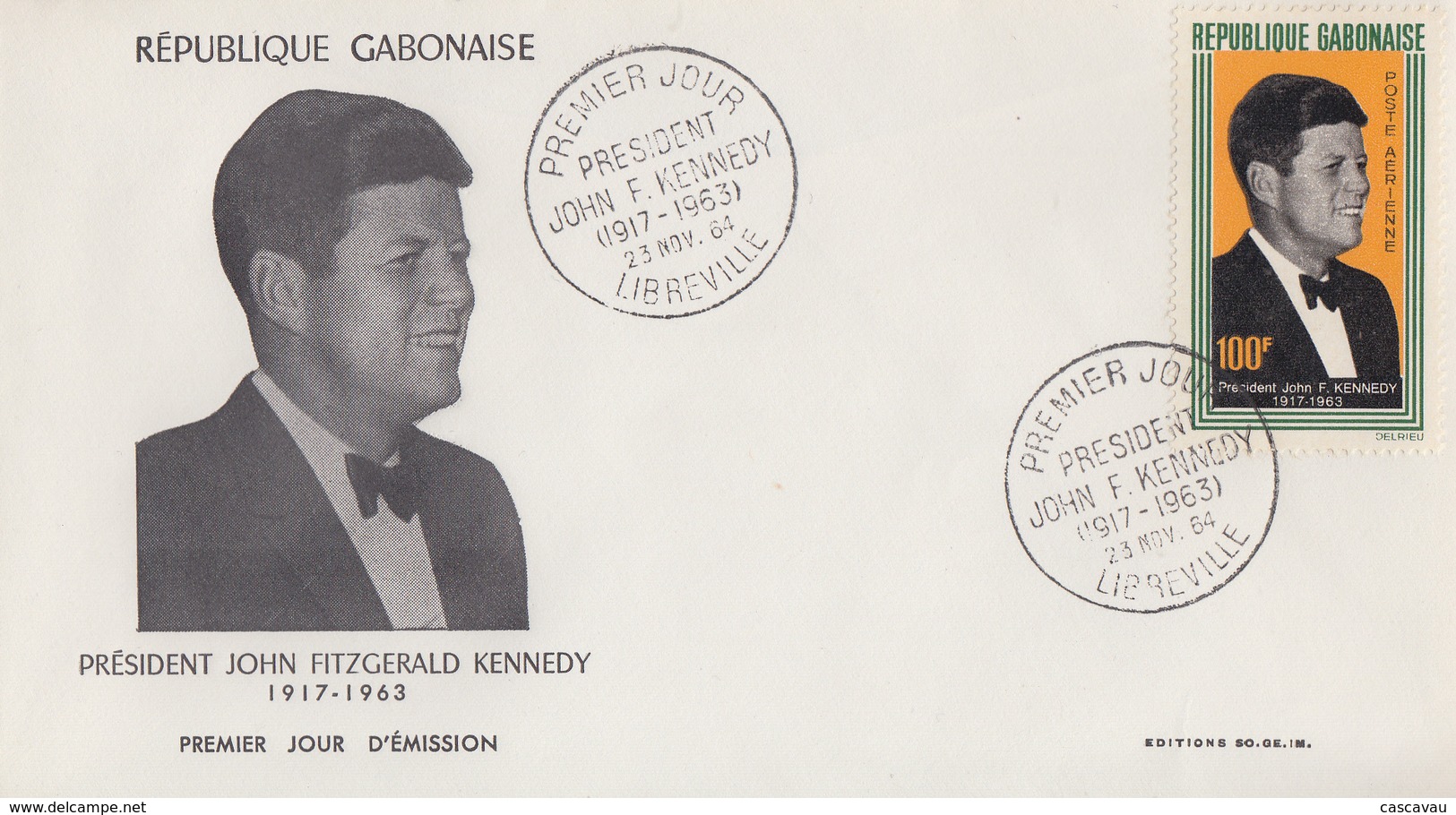 Enveloppe  FDC  1er  Jour    GABON    Président   John  KENNEDY   1964 - Kennedy (John F.)