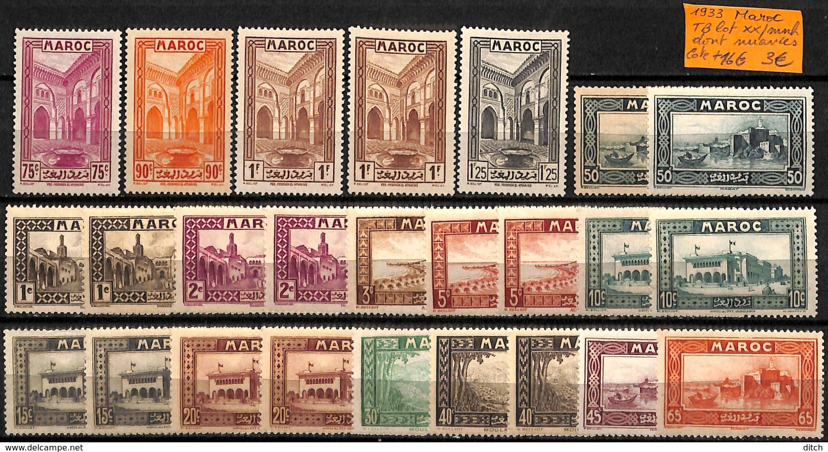 D - [835784]TB//**/Mnh-c:16e-France (colonies) 1933 - Maroc, Tb Lot **/mnh Dont Nuances - Autres & Non Classés