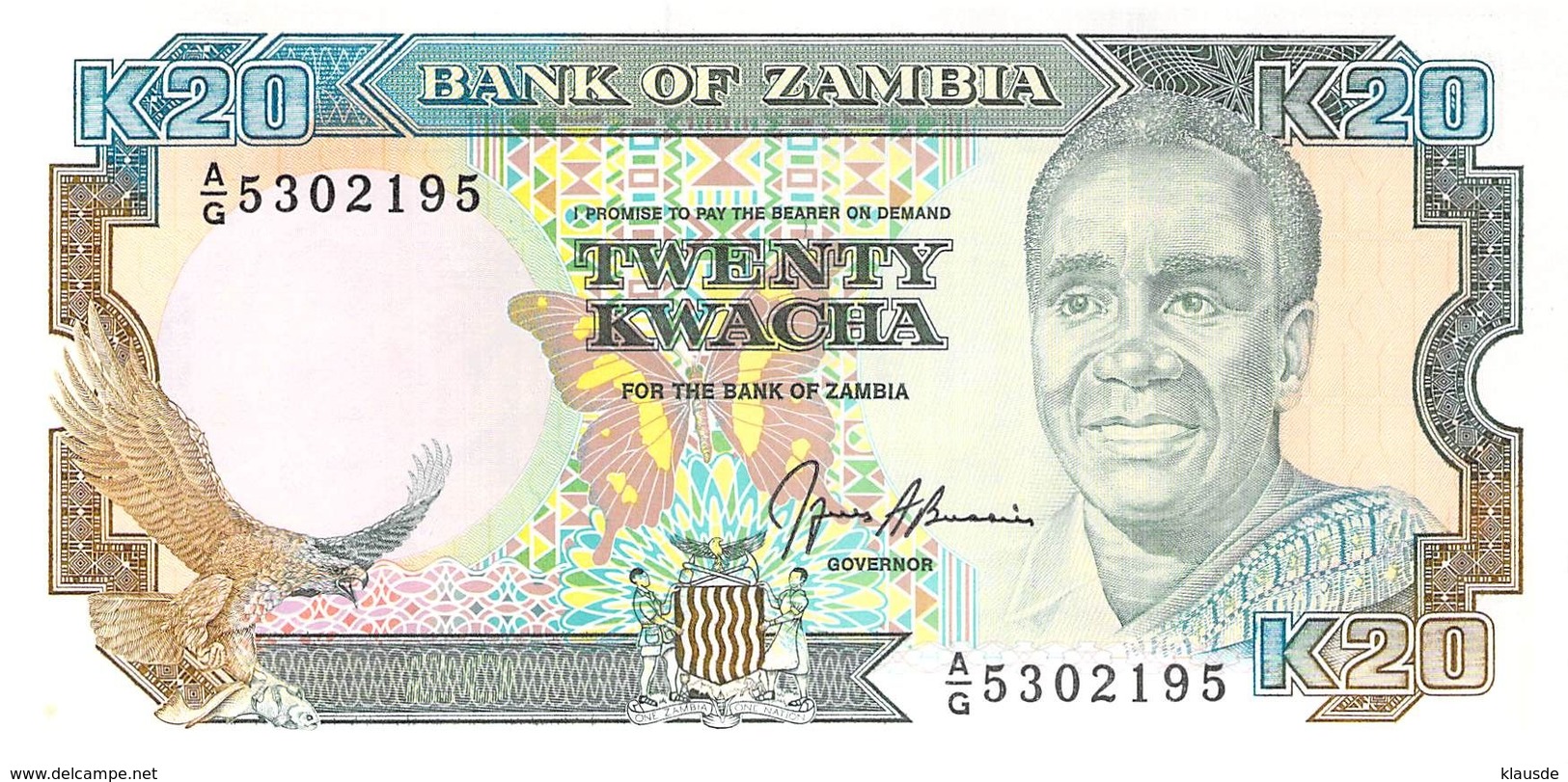20 Kwacha Banknote Bank Of Zambia - Sambia