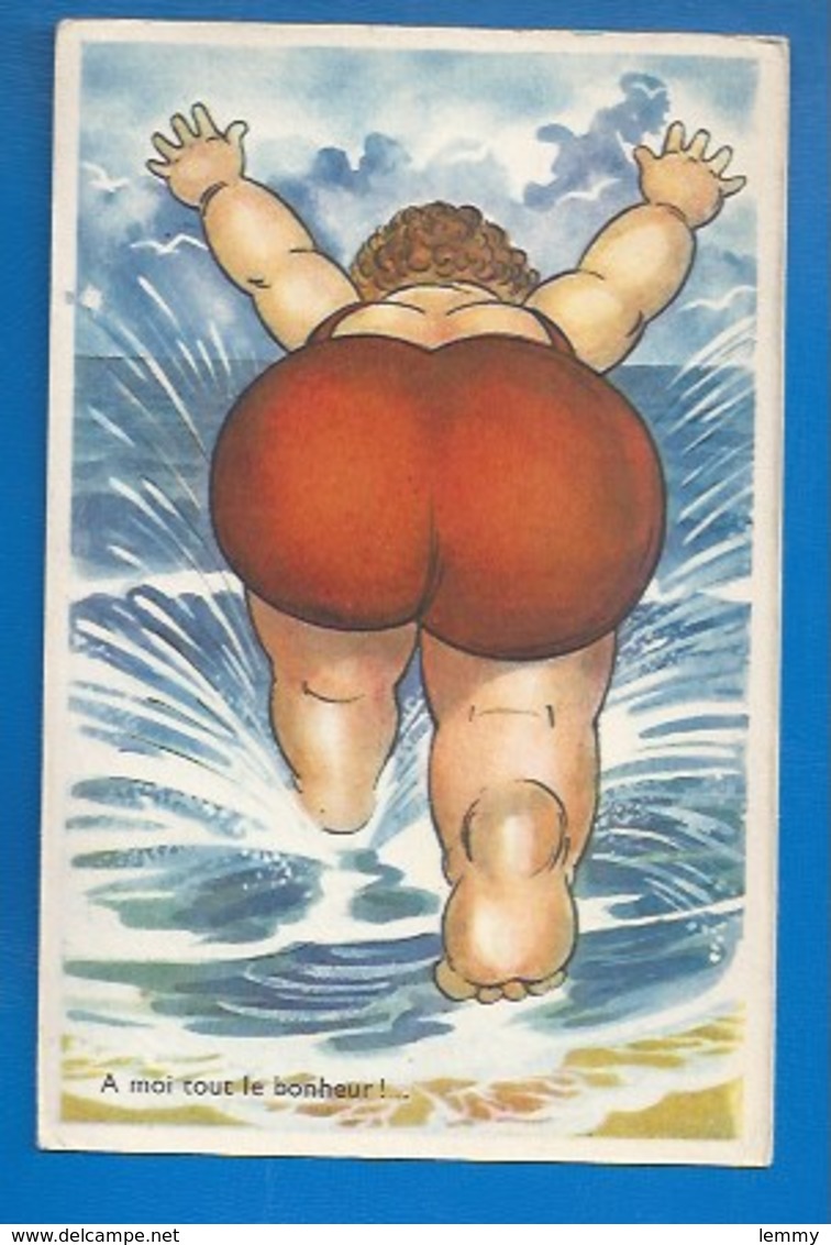 HUMOUR -  GROSSES - ILLUSTRATEUR  - GROSSE FEMME - SPORT - NATATION -TOUT LE BONHEUR - GABY N°1 - Humour