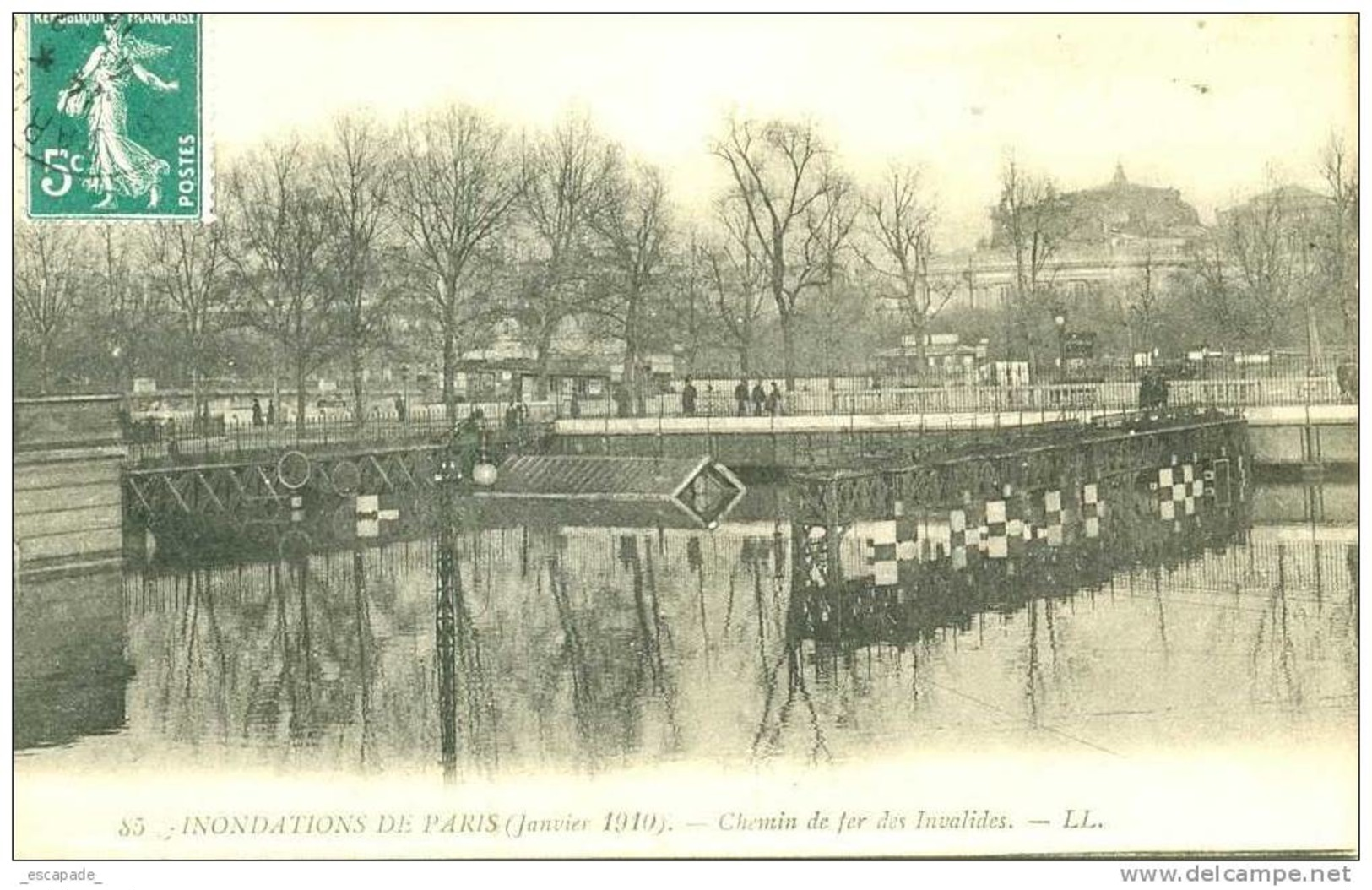 PARIS INONDATIONS CRUE  - LE CHEMIN DE FER DES INVALIDES - Bb-655 - Inondations De 1910