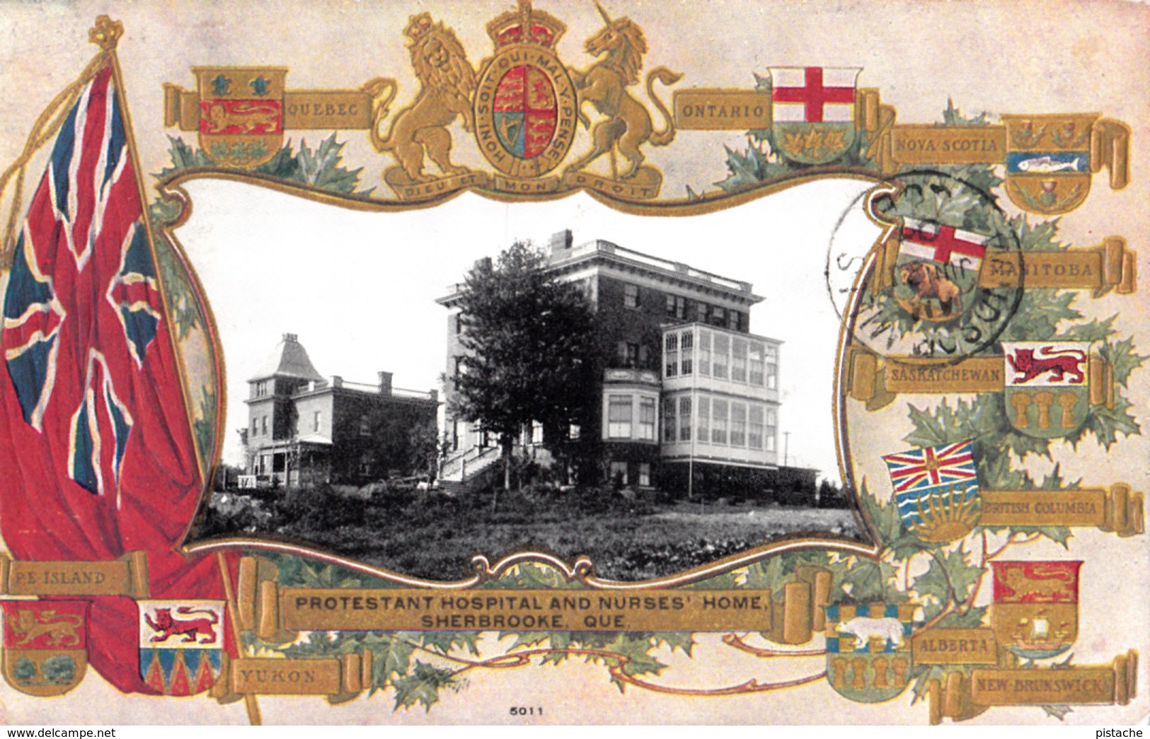 Sherbrooke Québec - Protestant Hospital & Nurses' Home - Patriotique Patriotic Embossed - Written 1908 - 2 Scans - Sherbrooke