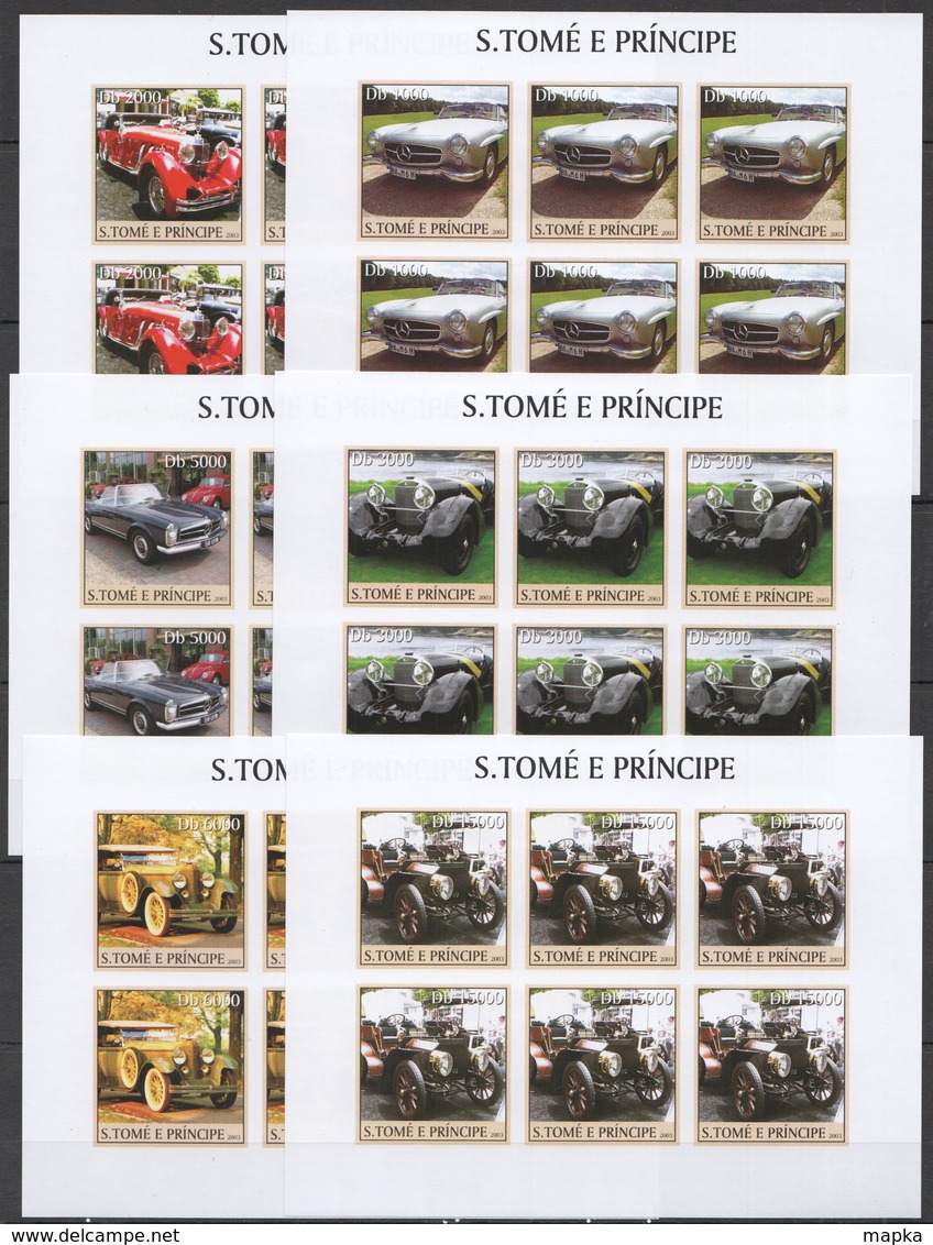 BB006 IMPERFORATE 2003 SAO TOME & PRINCIPE TRANSPORT HISTORY OLD CARS !! 6SET MNH - Voitures