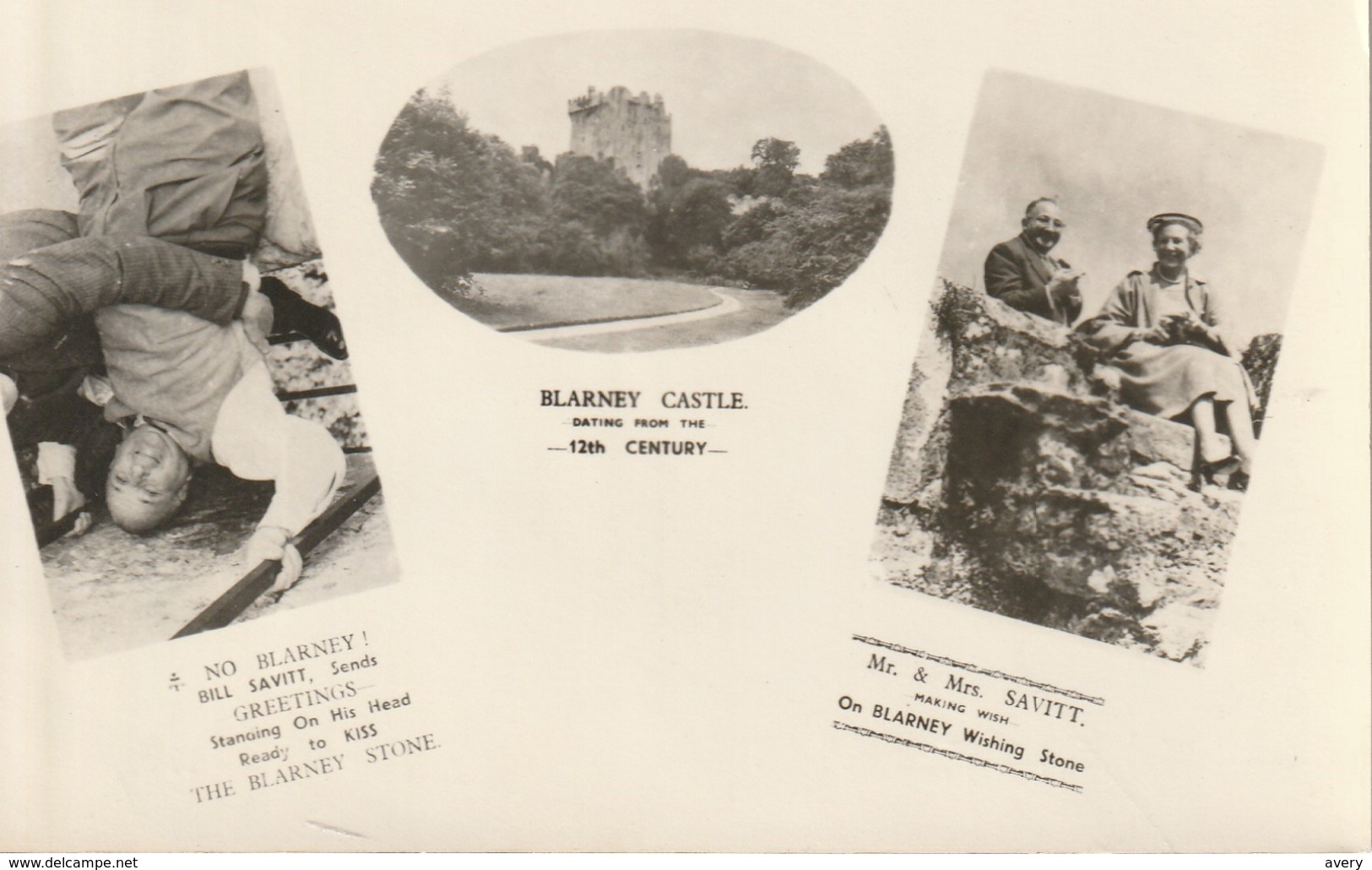 Ireland   Eire 1954 No Blarney Greetings  Blarney Castle   On Blarney Wishing Stone R P P C - Cork