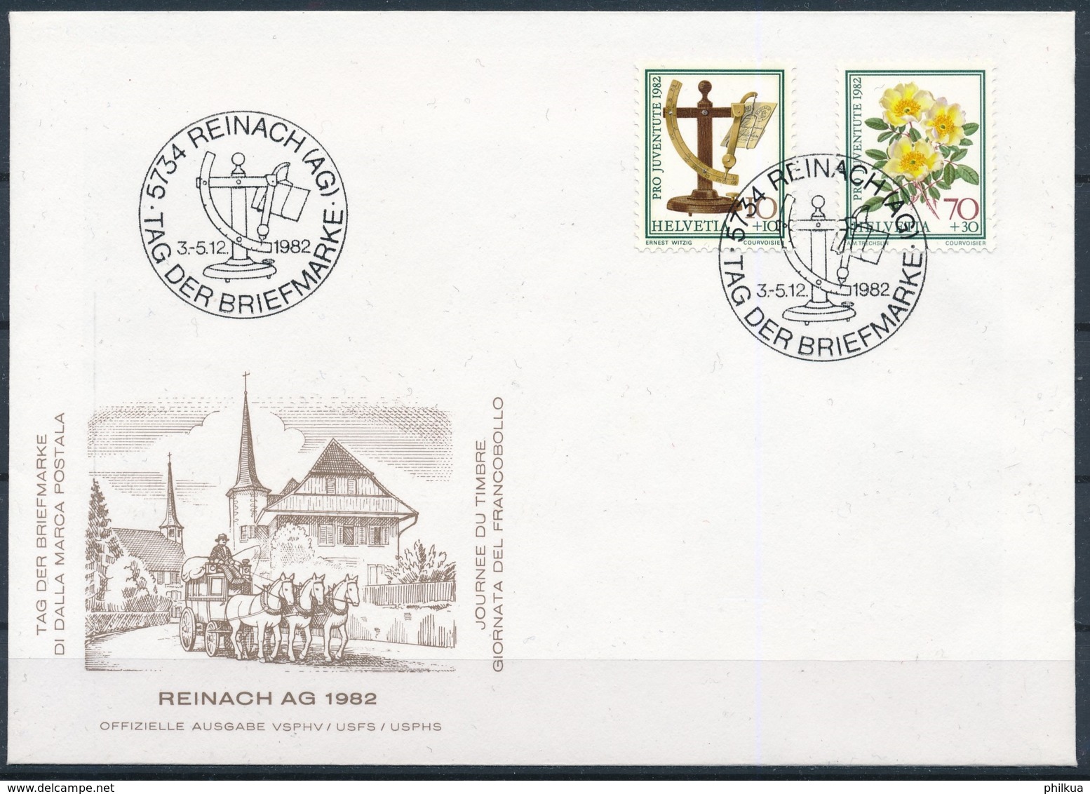 1982 TAG DER BRIEFMARKE  Mit Pro Juventute Frankatur - REINACH (AG) - Storia Postale