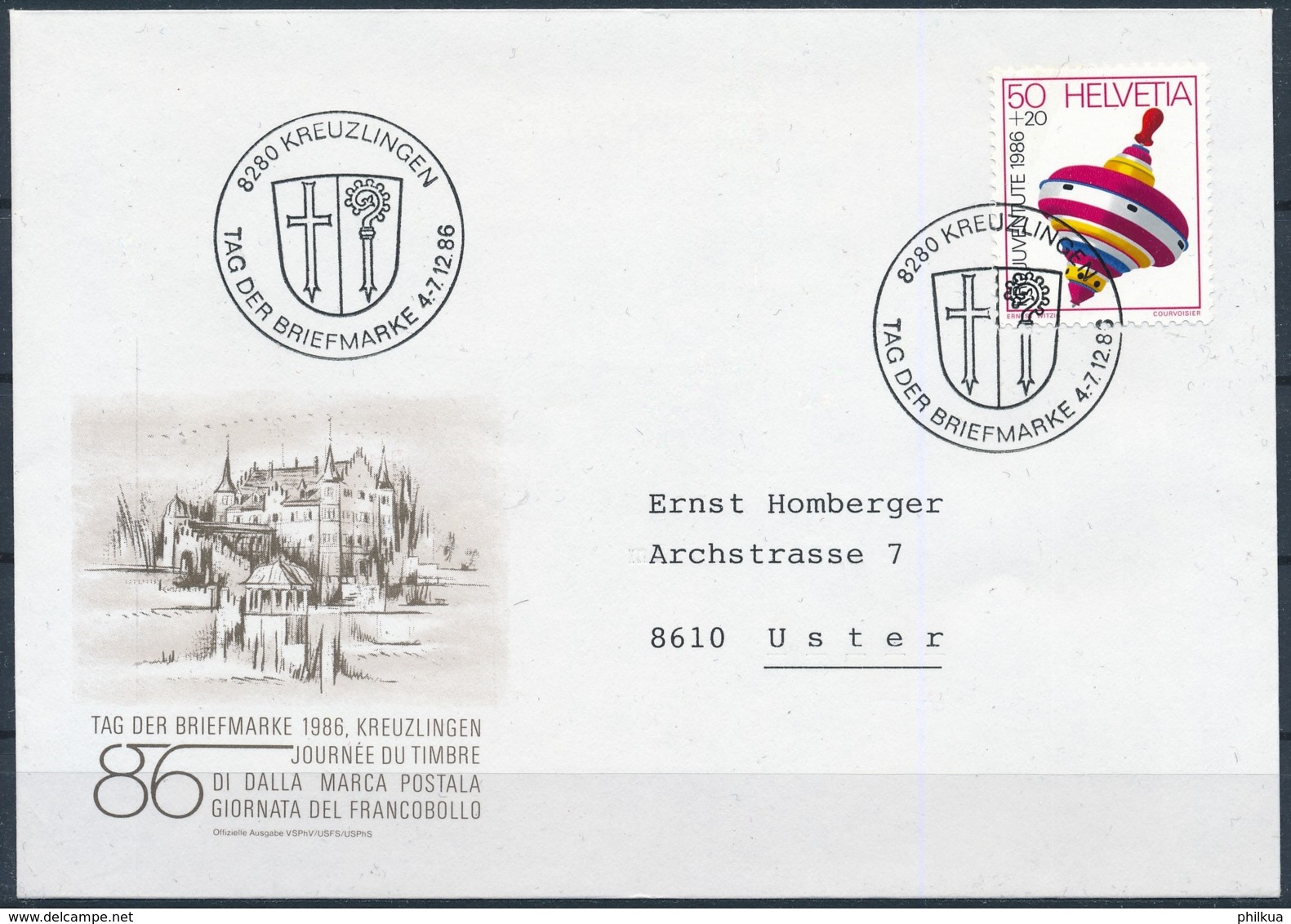 1986 TAG DER BRIEFMARKE  Mit Pro Juventute Frankatur - KREUZLINGEN - Lettres & Documents