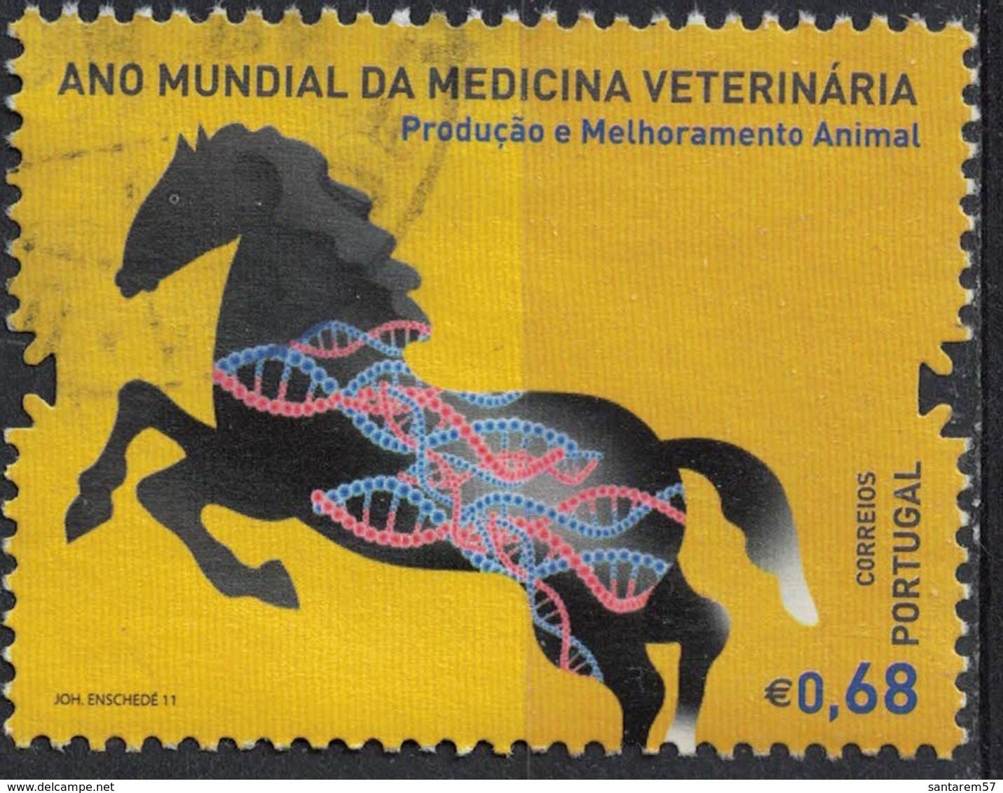 Portugal 2011 Oblitéré Used Année Mondiale De La Médecine Vétérinaire Cheval SU - Oblitérés